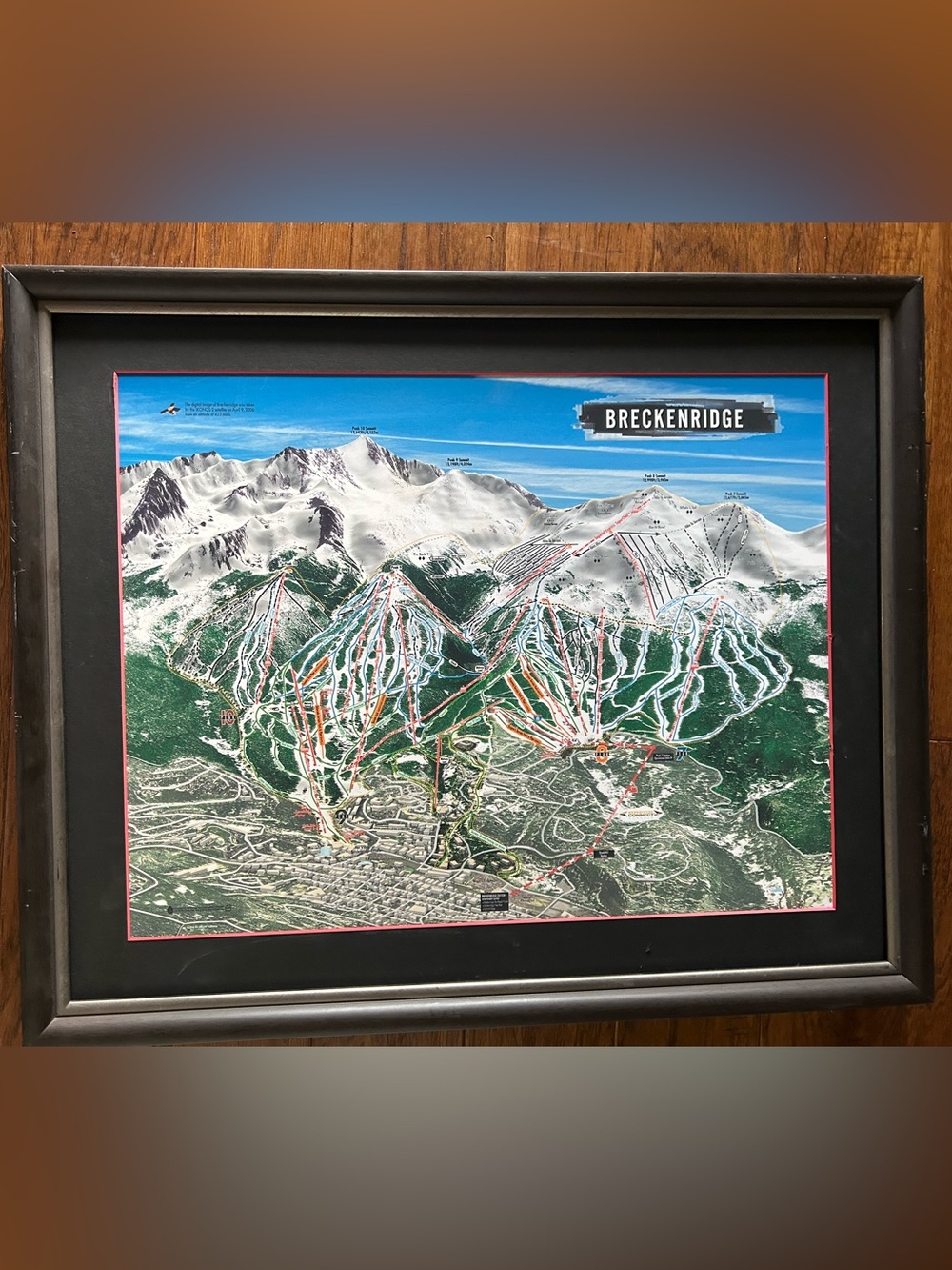 Breckenridge Ski Resort Trail Framed Map Print in 28x23